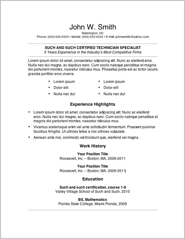 Good Resume Templates For Word Good Resume Templates For Word