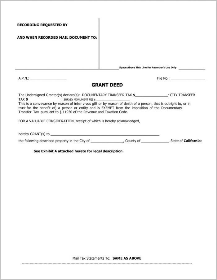 Grant Deed Form Los Angeles County Grant Deed Form Los Angeles County