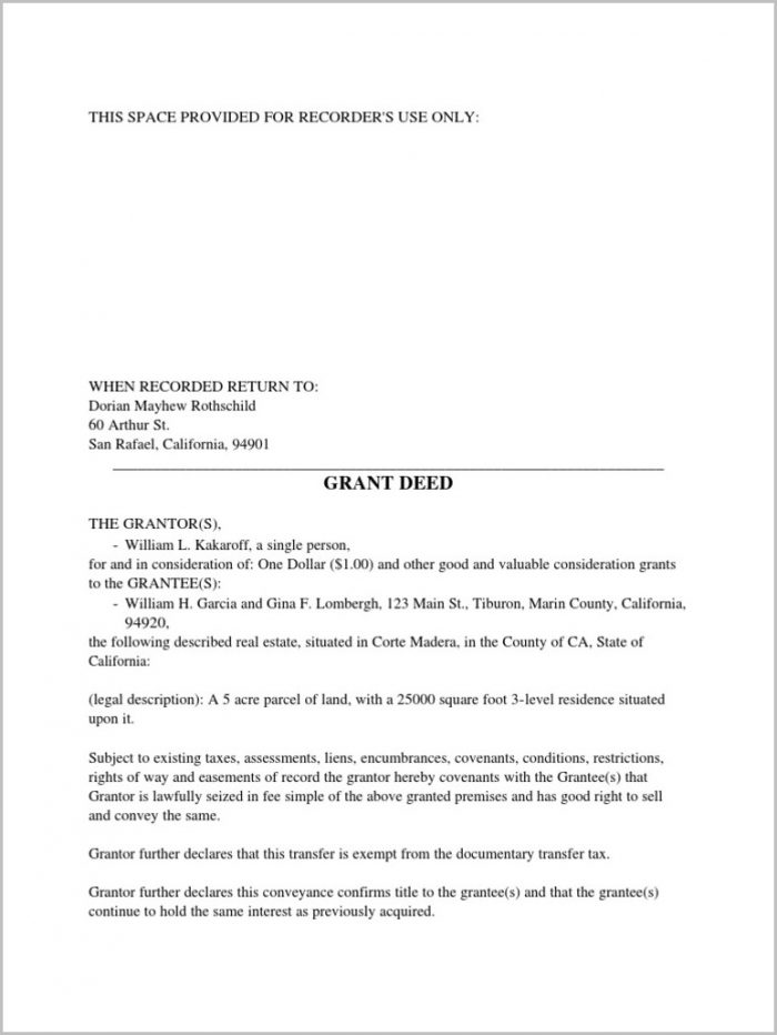 Grant Deed Form Marin County Grant Deed Form Marin County
