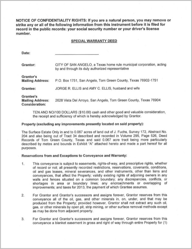 Hud Special Warranty Deed Form Hud Special Warranty Deed Form