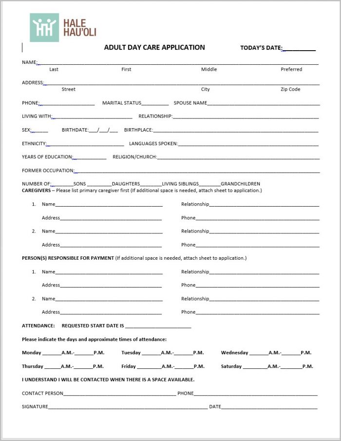 Job Application For Daycare Employee Job Application For Daycare Employee