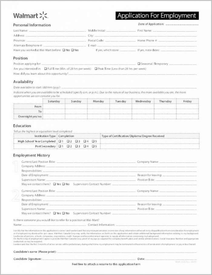 Job Application For Walmart Stores Job Application For Walmart Stores