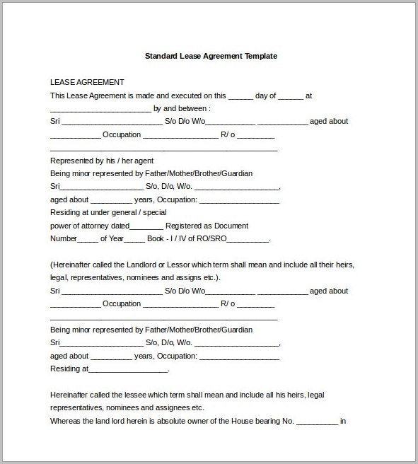 Lease Agreement Template In Word Lease Agreement Template In Word