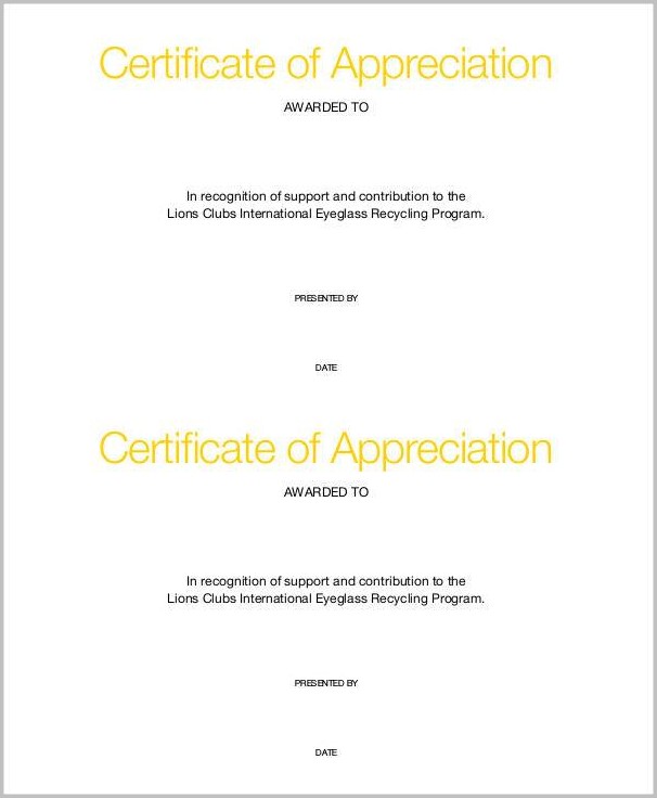 Lions Club Certificate Of Appreciation Template Lions Club Certificate Of Appreciation Template