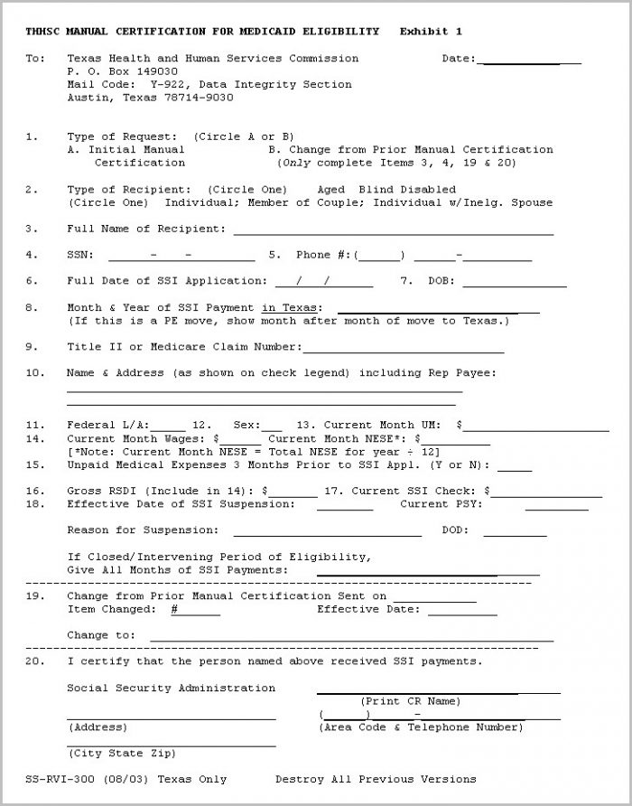 Medicaid Renewal Application Form Texas Medicaid Renewal Application Form Texas