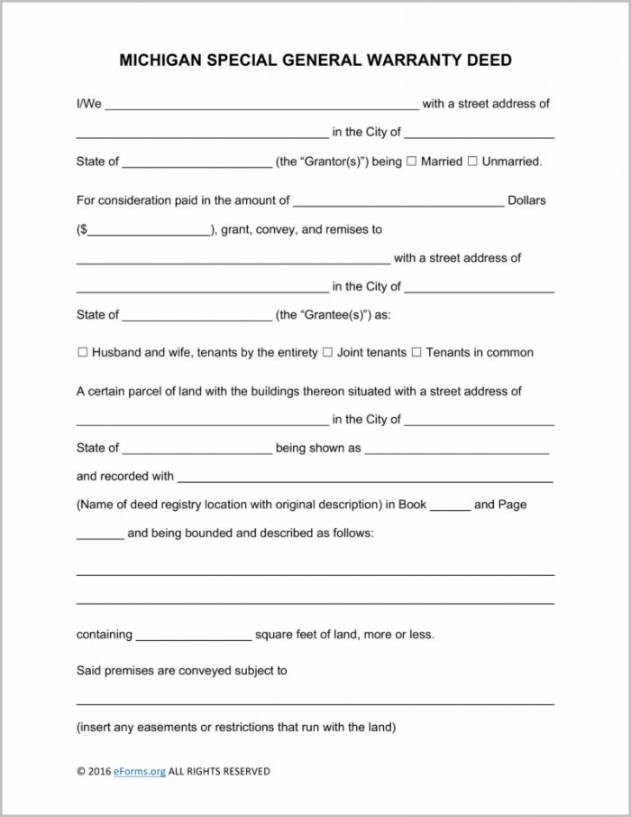 Michigan Warranty Deed Form Pdf Michigan Warranty Deed Form Pdf