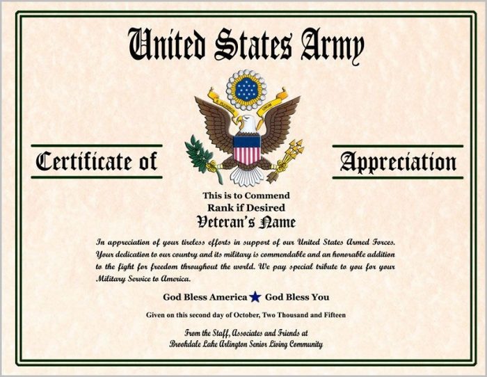 Military Certificate Of Appreciation Template Free Military Certificate Of Appreciation Template Free