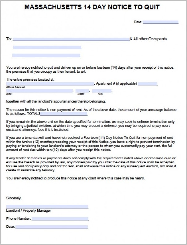 Notice Of Eviction Form Massachusetts Notice Of Eviction Form Massachusetts