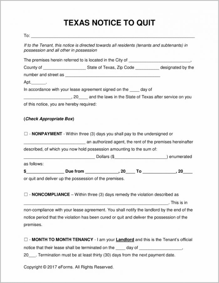 Notice Of Eviction Form Texas Notice Of Eviction Form Texas