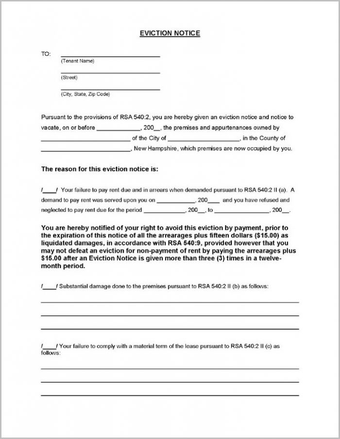 Notice Of Eviction Forms Free Notice Of Eviction Forms Free