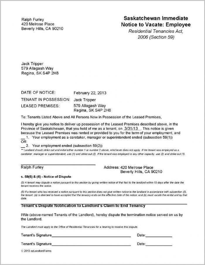 Notice To Vacate Form From Landlord Notice To Vacate Form From Landlord
