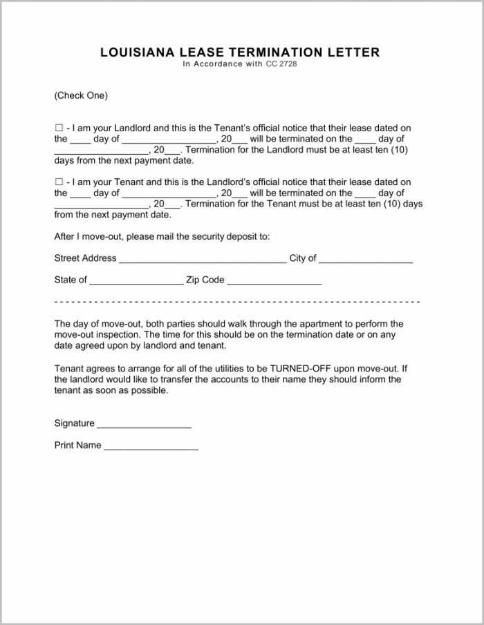 Notice To Vacate Form Louisiana Notice To Vacate Form Louisiana