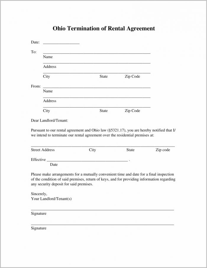 Notice To Vacate Form Ohio Notice To Vacate Form Ohio
