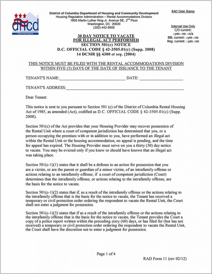 Notice To Vacate Legal Form Notice To Vacate Legal Form
