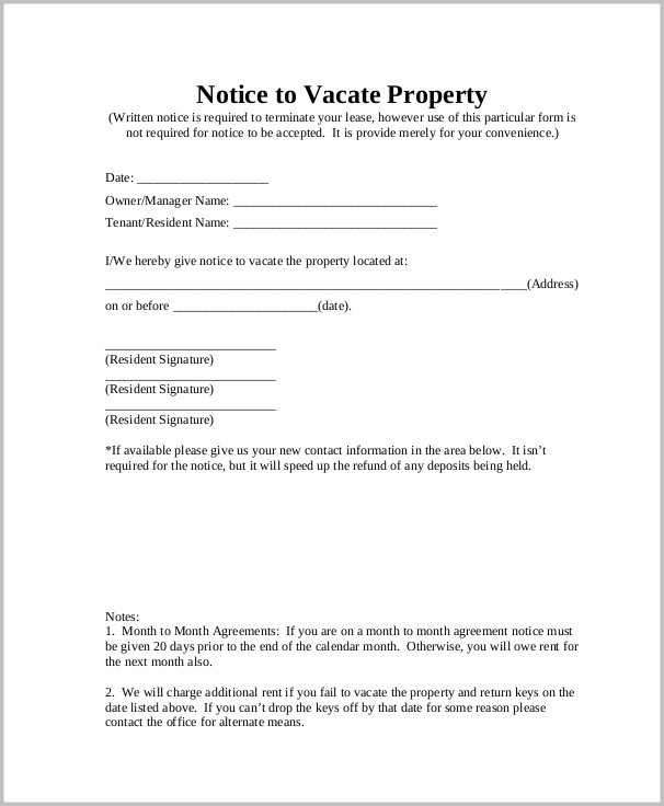 rental eviction notice template templates 1 resume examples notice to vacate form