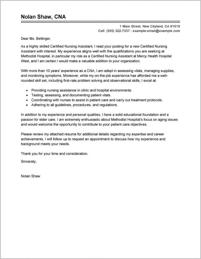 Nursing Assistant Cover Letter Templates Nursing Assistant Cover Letter Templates