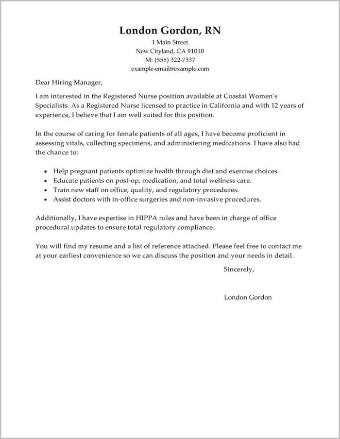 Nursing Cover Letter Examples For Resume Nursing Cover Letter Examples For Resume