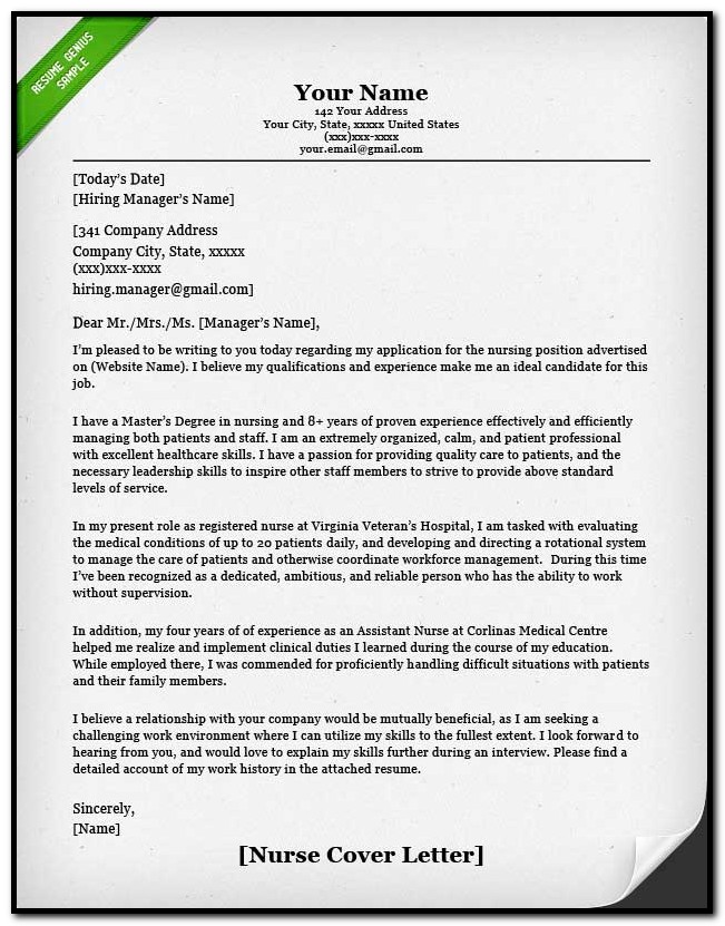Nursing Cover Letter Samples Free Nursing Cover Letter Samples Free