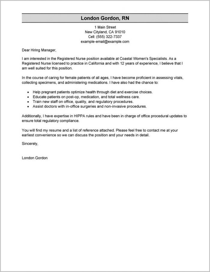 Nursing Cover Letters For Resumes Nursing Cover Letters For Resumes