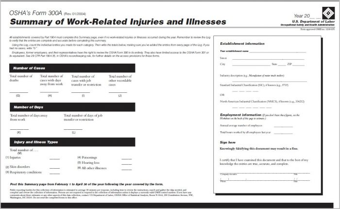 Osha 300a Form Posting Requirements Osha 300a Form Posting Requirements