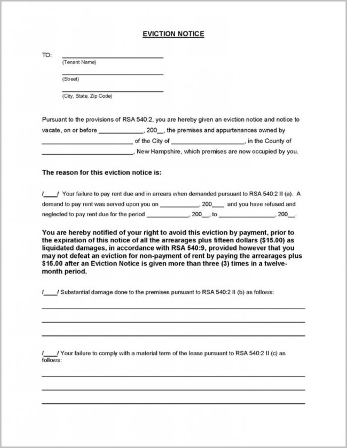 Printable Notice Of Eviction Form Printable Notice Of Eviction Form