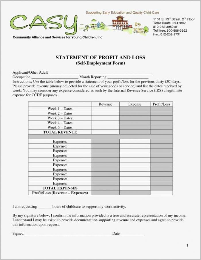 Profit And Loss Form 2018 Profit And Loss Form 2018