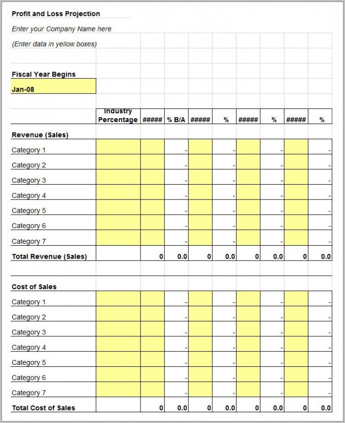Profit And Loss Form Free Profit And Loss Form Free