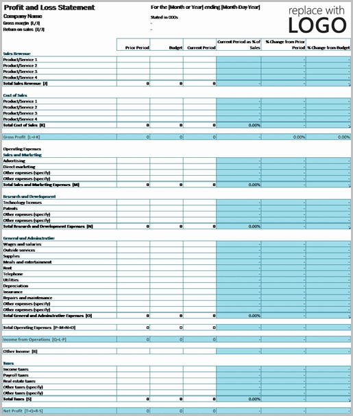 Profit Loss Excel Template Free Profit Loss Excel Template Free