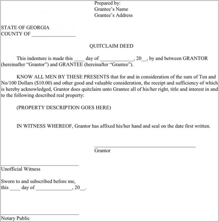 The Georgia Quitclaim Deed Form 1 Can Help You Make A Professional With Regard To Quit Claim Deed Form Pdf The Georgia Quitclaim Deed Form 1 Can Help You Make A Professional With Regard To Quit Claim Deed Form Pdf