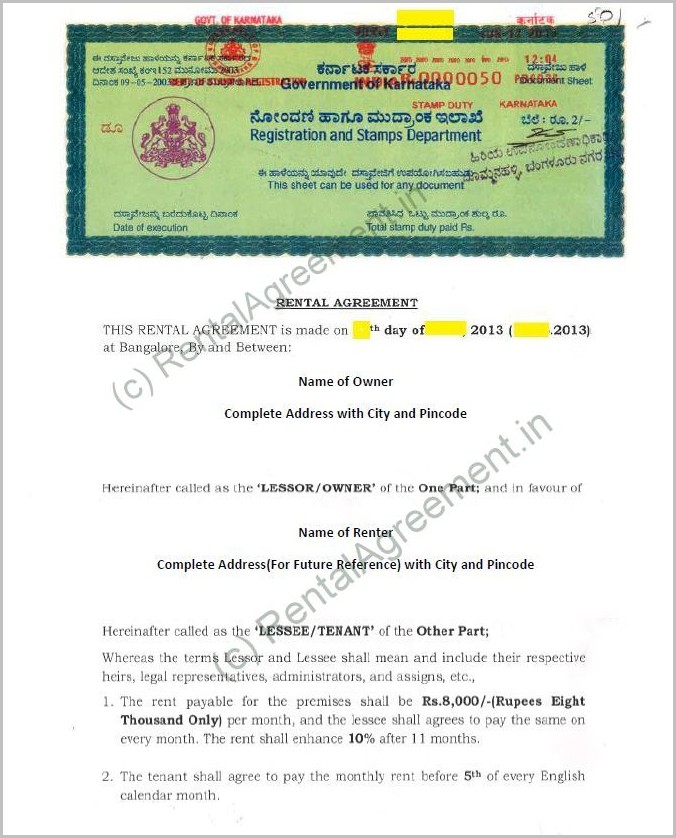 Rental Agreement Format In Word Chennai Rental Agreement Format In Word Chennai