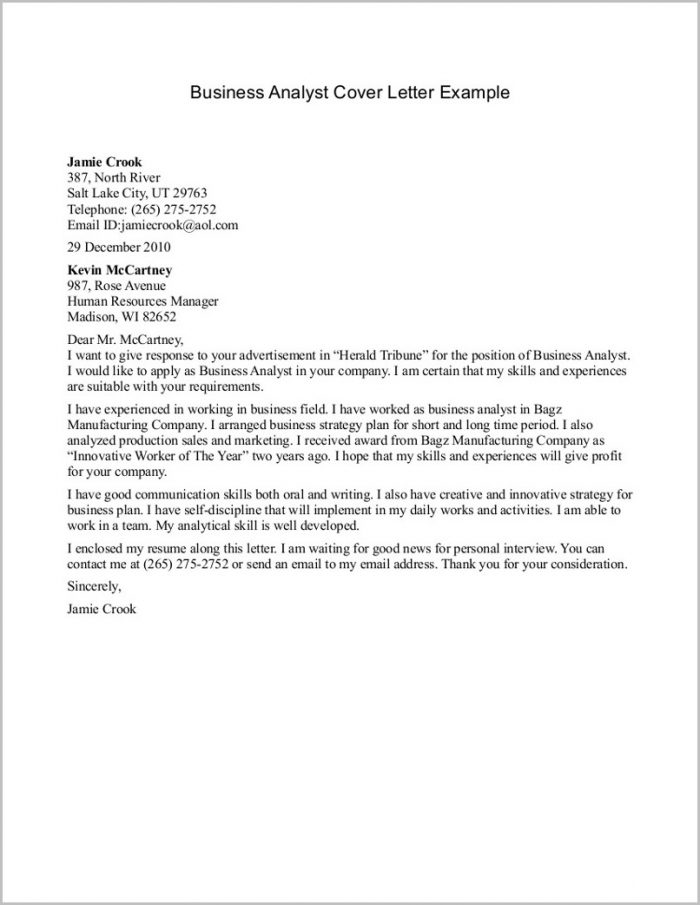 Resume Cover Letter Examples Business Analyst Resume Cover Letter Examples Business Analyst