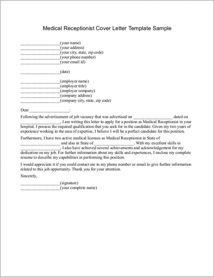 Resume Cover Letter Examples Medical Receptionist Resume Cover Letter Examples Medical Receptionist