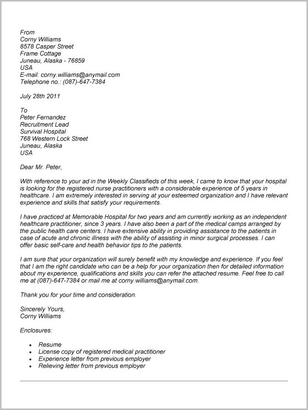 Resume Cover Letter Sample For Nurse Practitioner Position Resume Cover Letter Sample For Nurse Practitioner Position