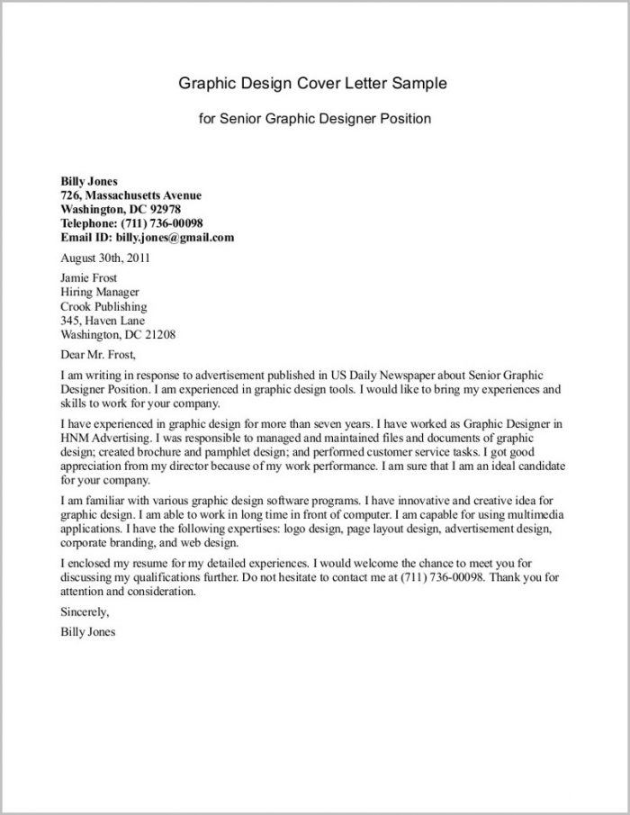 Resume Cover Letter Samples For Graphic Design Resume Cover Letter Samples For Graphic Design