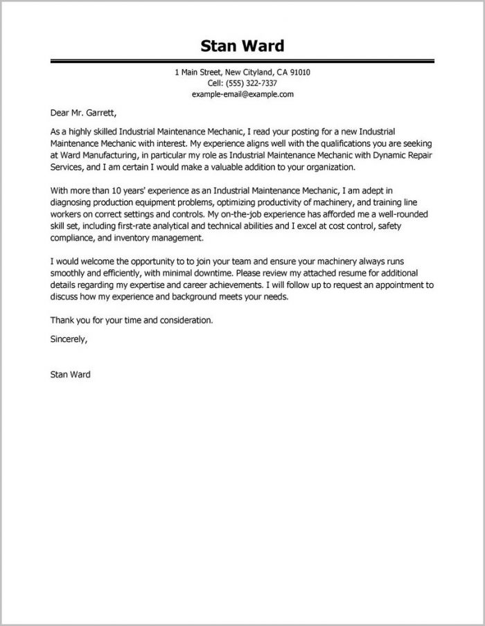 Resume Cover Letter Samples For Maintenance Resume Cover Letter Samples For Maintenance