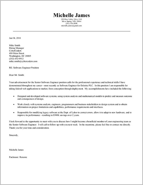 Resume Cover Letter Samples For Software Engineers Resume Cover Letter Samples For Software Engineers