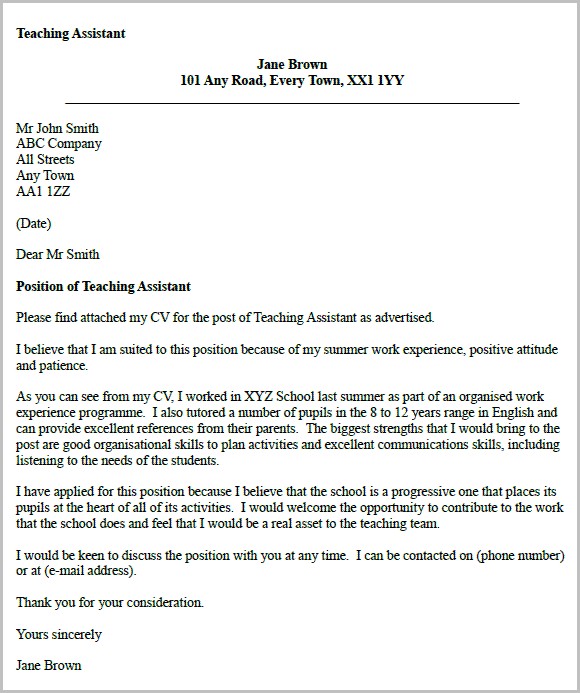 Resume Cover Letter Samples For Teacher Assistant Resume Cover Letter Samples For Teacher Assistant