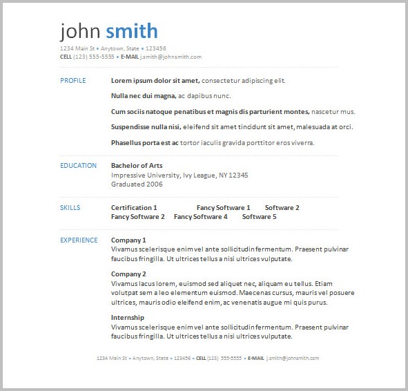 Resume Templates For Word Download Resume Templates For Word Download