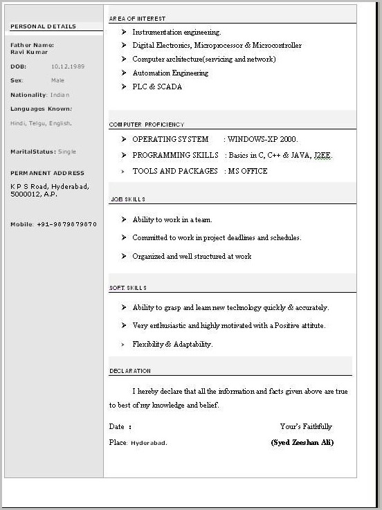 Resume Templates In Word Free Download Resume Templates In Word Free Download