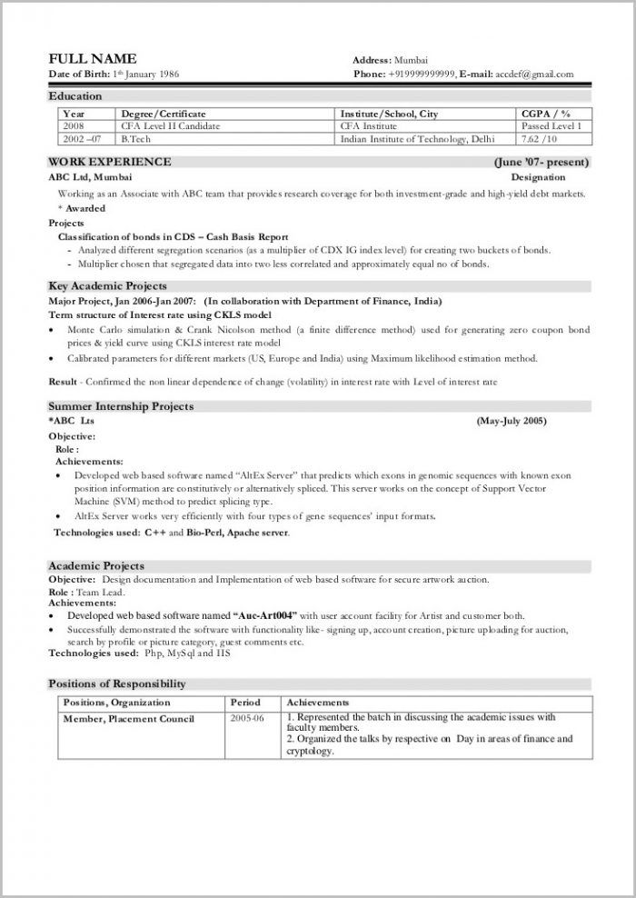 Resume Templates Word For Experienced Resume Templates Word For Experienced
