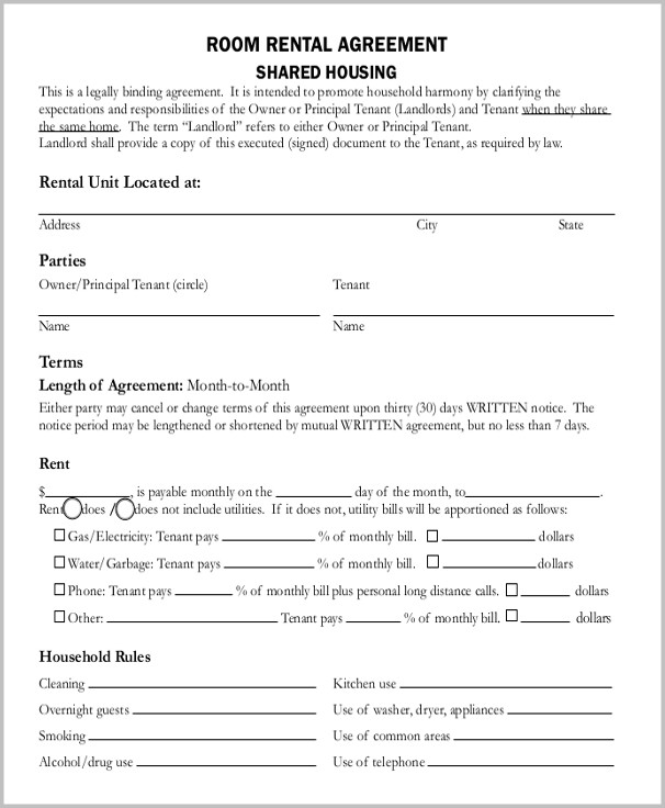 Room Lease Agreement Template Word Room Lease Agreement Template Word