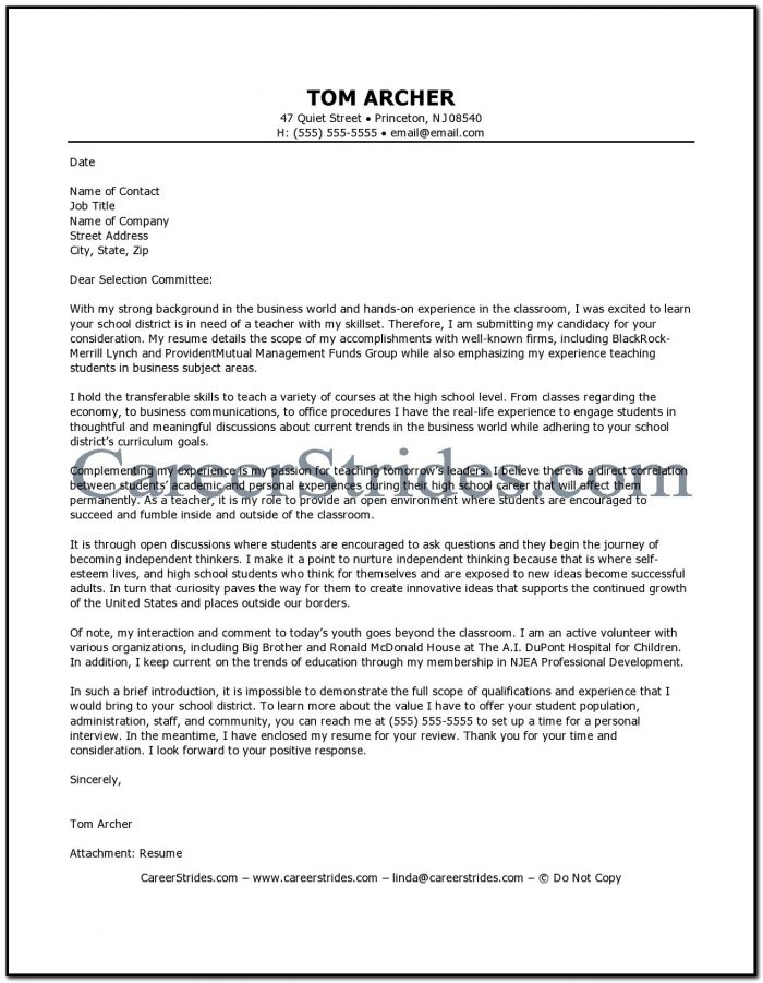 Sample Cover Letter For Business Teacher Sample Cover Letter For Business Teacher