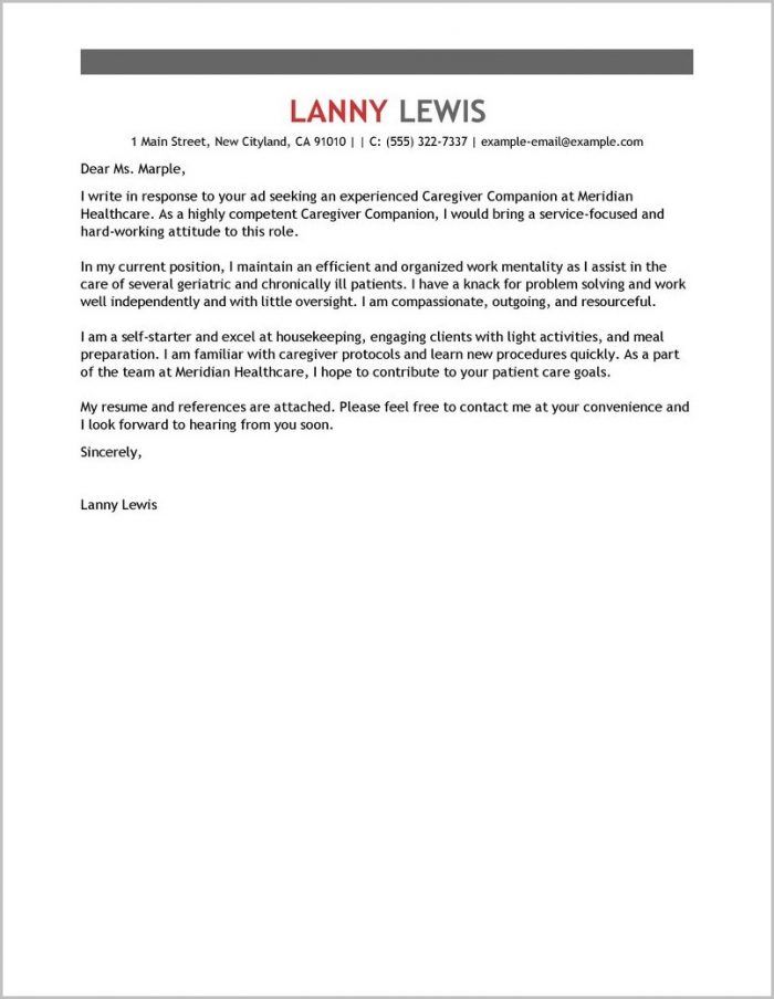 Sample Cover Letter For Caregiver Job Sample Cover Letter For Caregiver Job