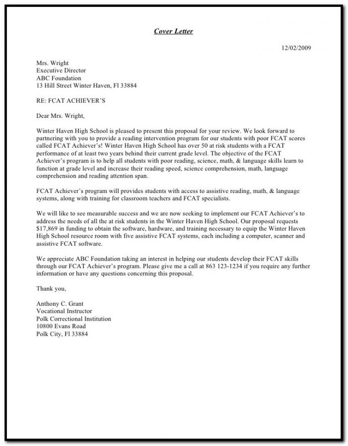 Sample Cover Letter For Research Grant Proposal Sample Cover Letter For Research Grant Proposal