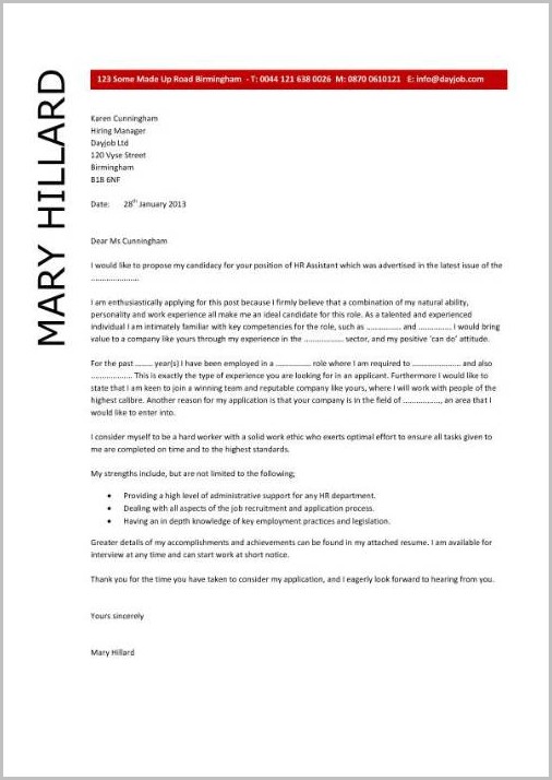 Sample Cover Letter For Resume Human Resources Assistant Sample Cover Letter For Resume Human Resources Assistant