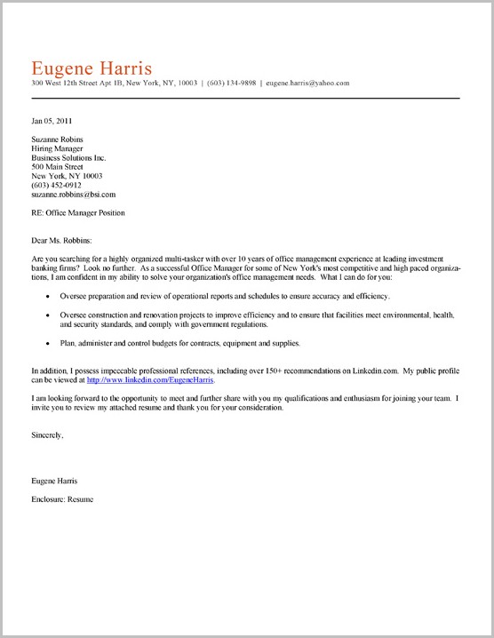 Sample Cover Letter For Resume Office Manager Sample Cover Letter For Resume Office Manager