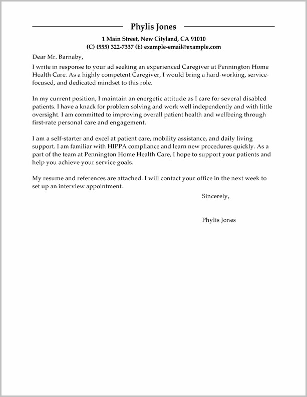 Sample Cover Letter Of Caregiver Sample Cover Letter Of Caregiver