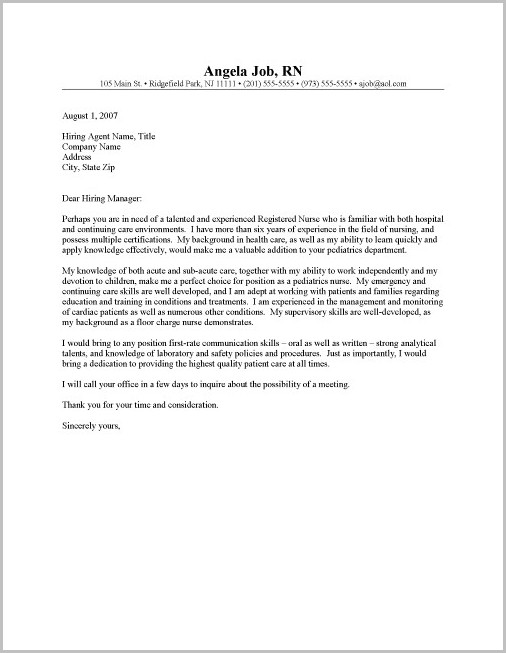 Sample Resume And Cover Letter For Nurses Sample Resume And Cover Letter For Nurses