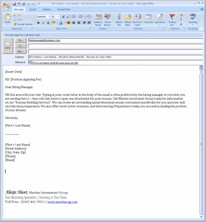 Sample Resume Cover Letter Email Sample Resume Cover Letter Email