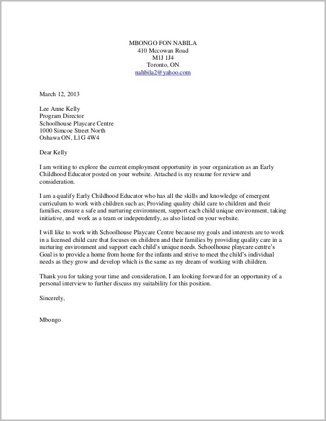 Sample Resume Cover Letter For Preschool Teacher Sample Resume Cover Letter For Preschool Teacher